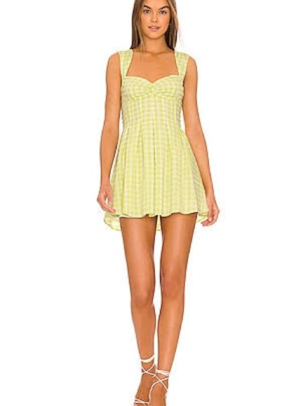 For Love & Lemons Yellow Gingham Mini Dress